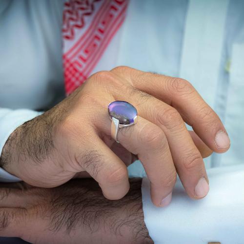 خاتم ملكي عقيق يماني خرايطي بنفسجي