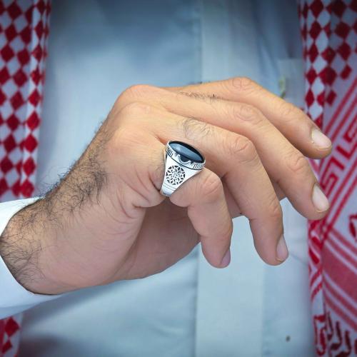 خاتم اسلامي عقيق يماني اسود