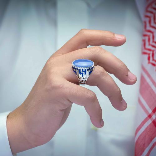 خاتم الهلال عقيق يماني سماوي