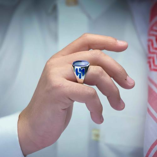 خاتم الهلال عقيق يماني مزهر
