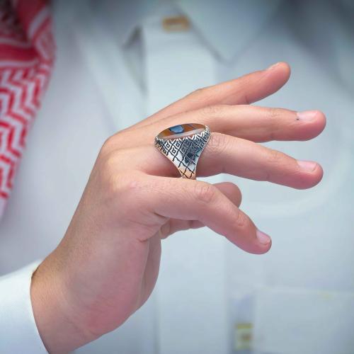 خاتم اسلامي عقيق يماني مزهر نادر