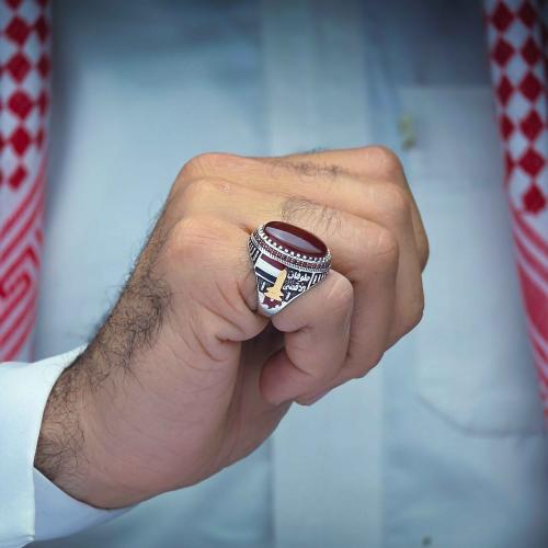 خاتم فضة عقيق يماني كبدي