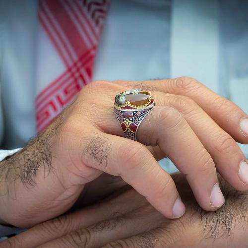خاتم شبابي عقيق يماني طحلبي