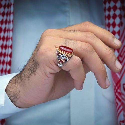 خاتم شبابي عقيق يماني احمر