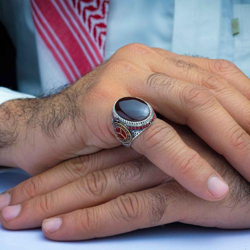 خاتم مرسيدس عقيق يماني كبدي