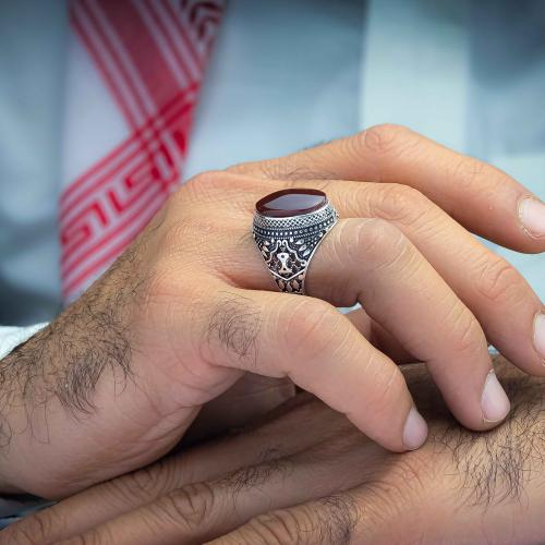 خاتم تراثي عقيق يماني كبدي