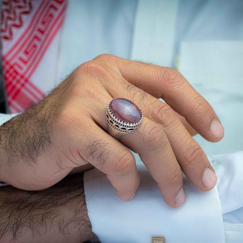 خاتم فضة عقيق يماني طحلبي اخضر