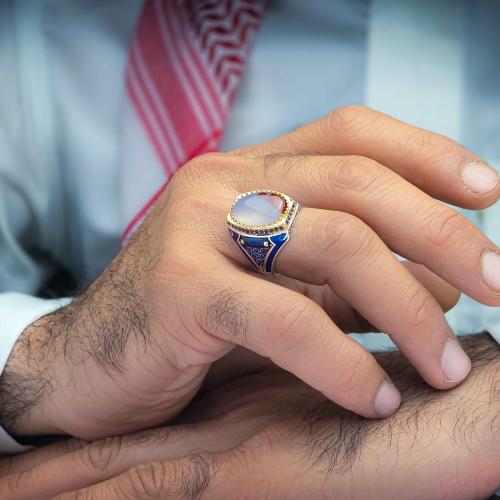 خاتم شبابي عقيق يماني مزهر