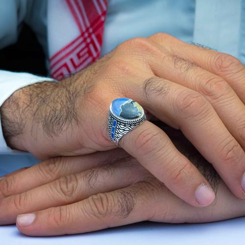 خاتم فضة عقيق يماني خرايطي نادر