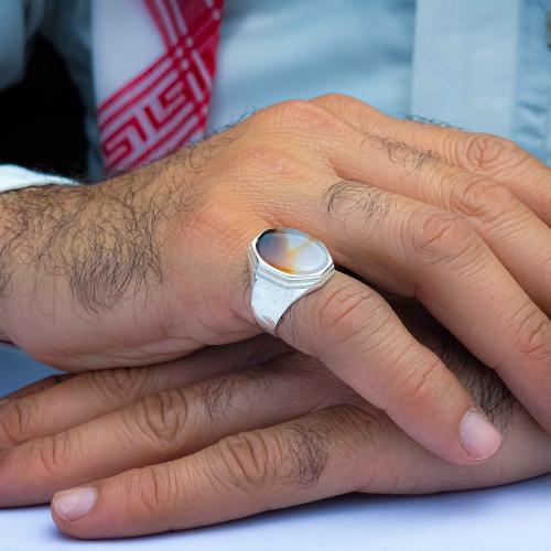 خاتم بحريني عقيق يماني مزهر