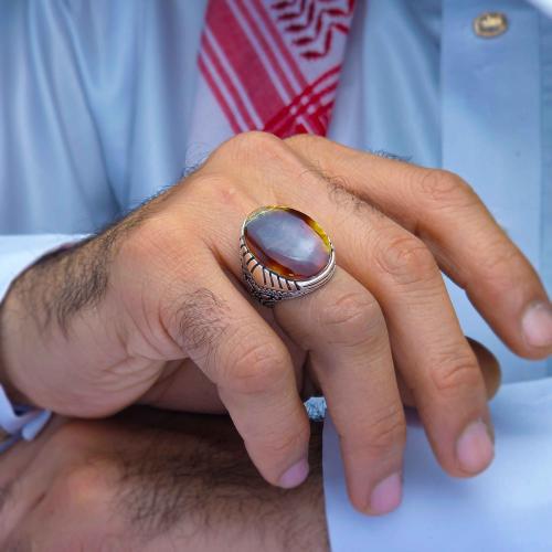 خاتم فضة عقيق يماني خرايطي