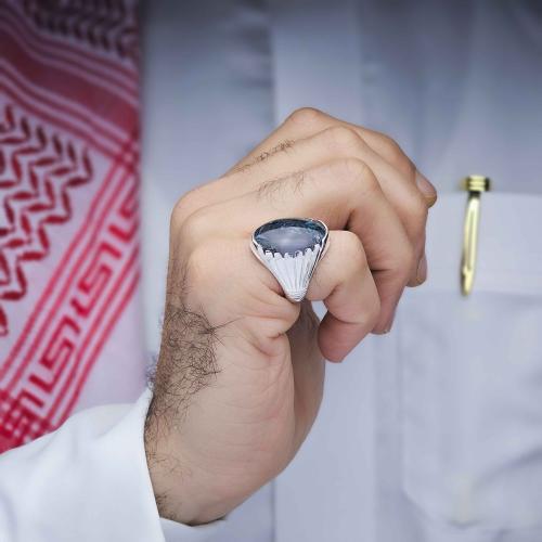 خاتم بحريني عقيق يماني طحلبي بحري