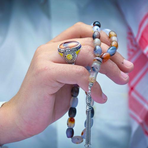 سبحة و خاتم ملكي عقيق يماني