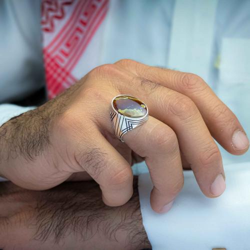 خاتم كلاسيكي عقيق يماني خرايطي