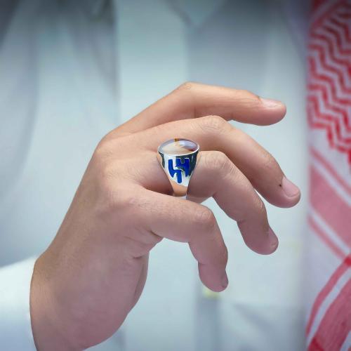 خاتم الهلال عقيق يماني مزهر مصور