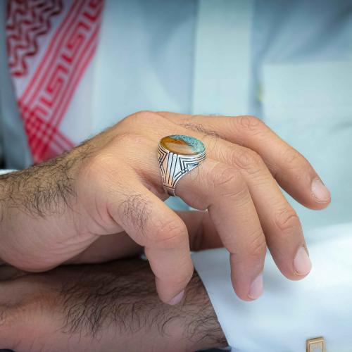 خاتم كلاسيكي عقيق يماني نادر