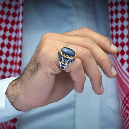 خاتم شبابي عقيق يماني اسود