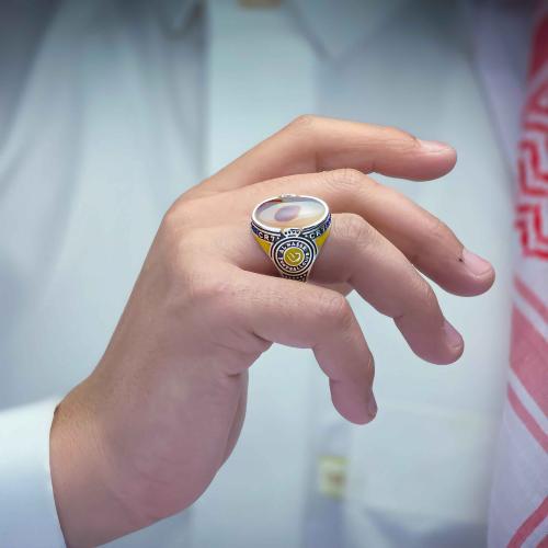 خاتم النصر عقيق يماني مزهر