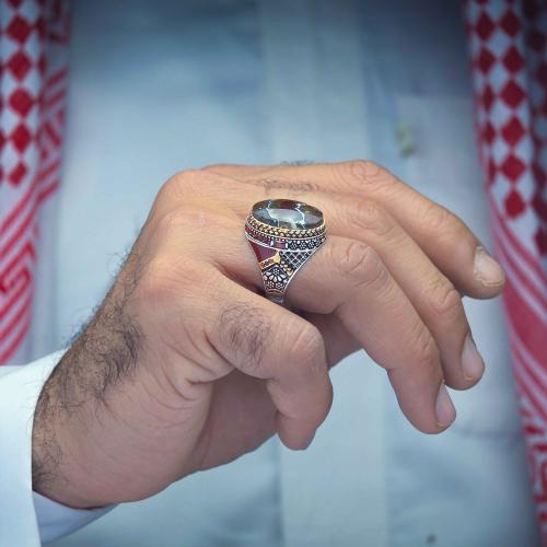 خاتم فضة عقيق يماني خرايطي