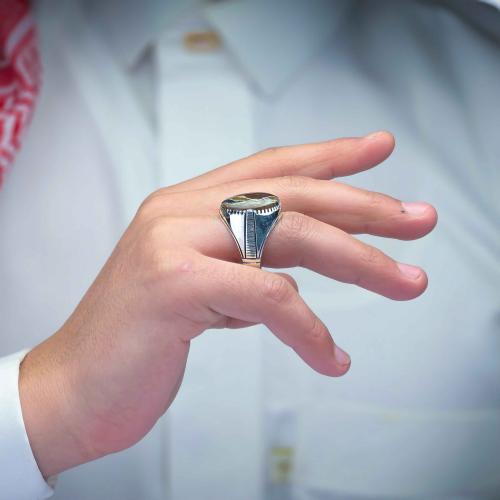 خاتم كلاسيكي عقيق يماني خرايطي