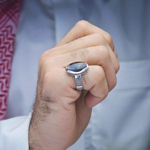 خاتم فضة عقيق يماني طحلبي