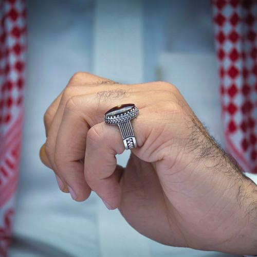 خاتم فضة عقيق يماني خرايطي