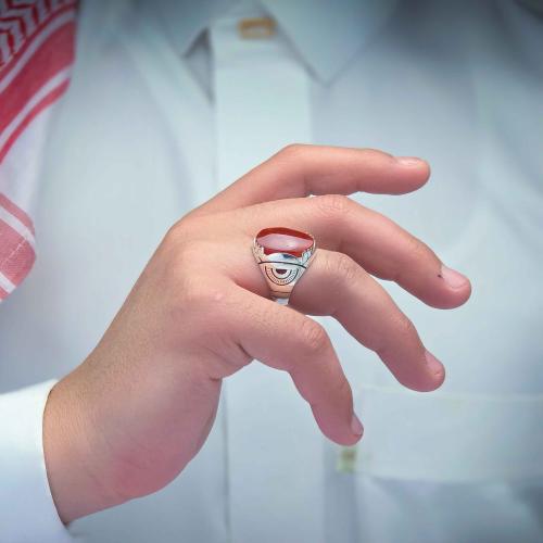 خاتم اسلامي عقيق يماني احمر