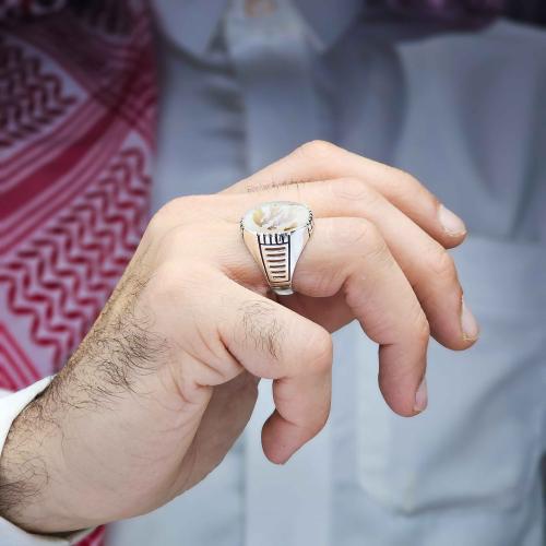 خاتم فضة عقيق يماني شجراني