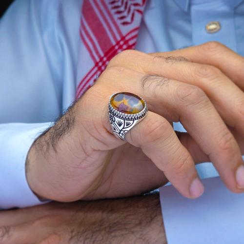 خاتم فضة عقيق يماني خرايطي نادر
