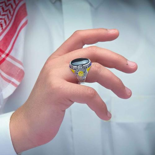 خاتم النصر عقيق يماني اسود