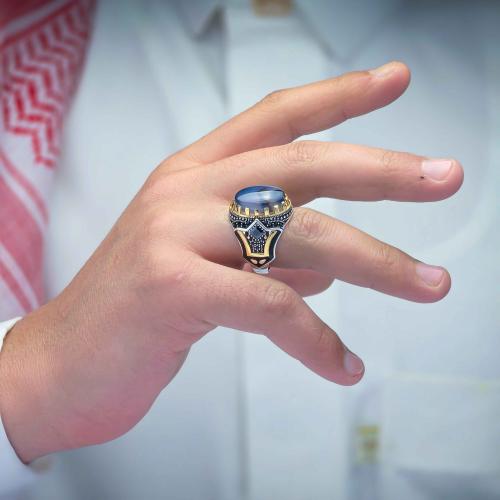 خاتم شبابي عقيق يماني مزهر