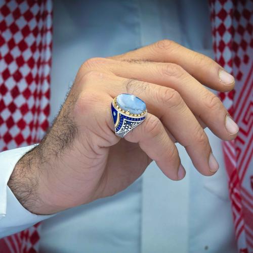 خاتم فضة عقيق يماني شجراني