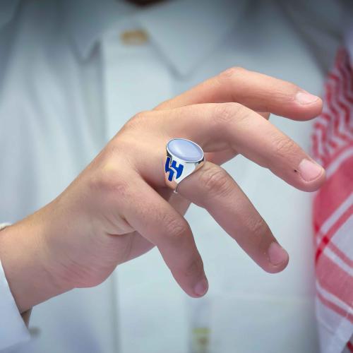 خاتم الهلال عقيق يماني سماوي