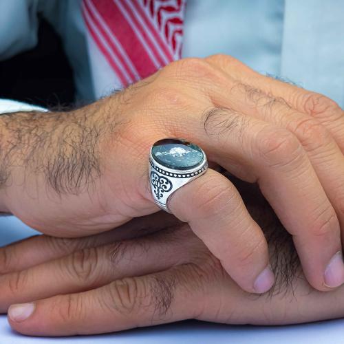 خاتم فضة عقيق يماني خرايطي