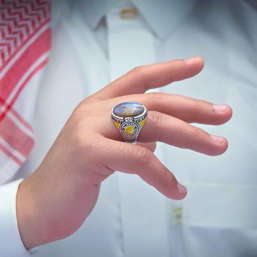 خاتم النصر عقيق يماني طحلبي