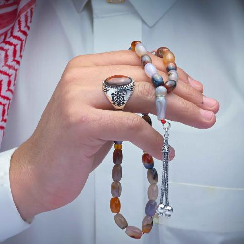 سبحة و خاتم ملكي عقيق يماني