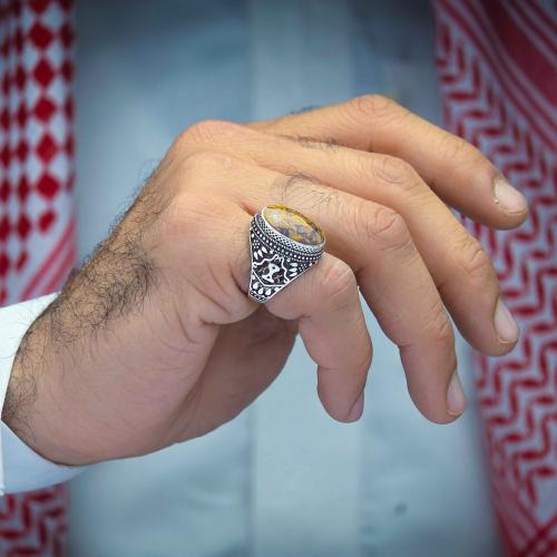 خاتم تراثي عقيق يماني ورد الربيع