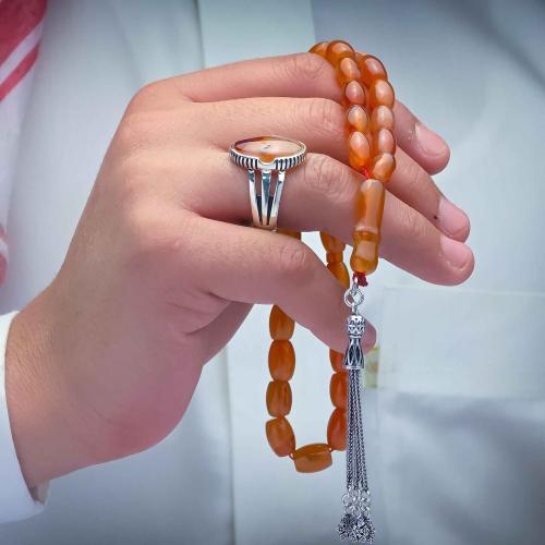 سبحة و خاتم ملكي عقيق يماني