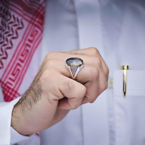 خاتم فضة عقيق يماني خرايطي