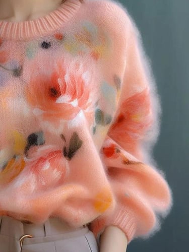 سترة وردية منفوشة