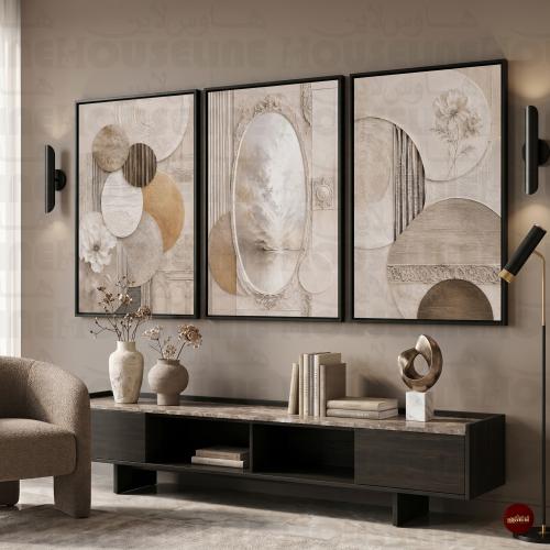 طقم 3 لوحات جدارية طباعة كانفس