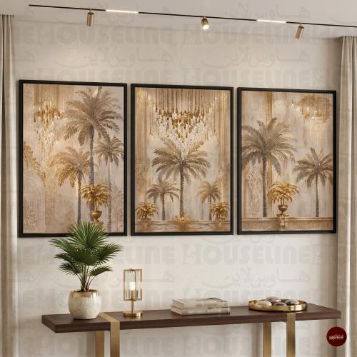 طقم 3 لوحات جدارية طباعة كانفس