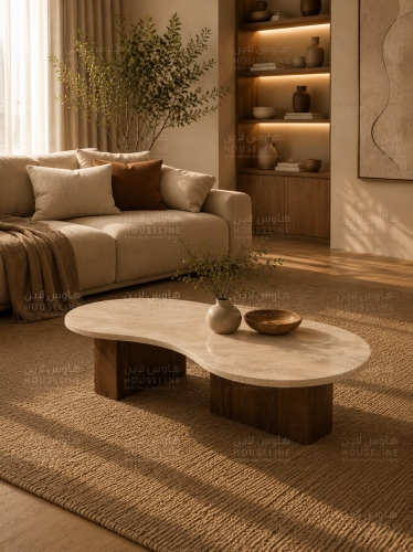 طاولة وسط أرضية انسيابية بسطح بديل حجر – تصميم مود...