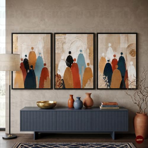 طقم 3 لوحات جدارية طباعة كانفس