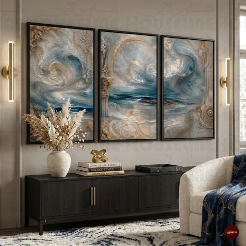 طقم 3 لوحات جدارية طباعة كانفس