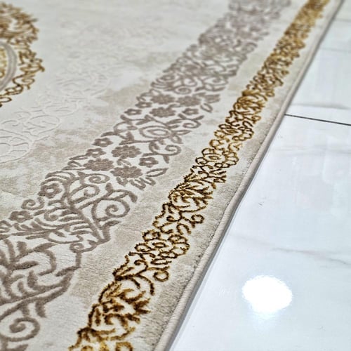 سجاد كلاسيك – نقش ملكي فاخر – كريمي × رمادي × ذهبي