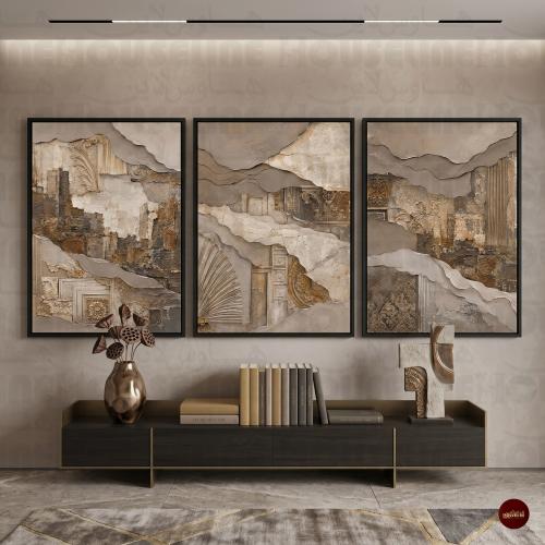 طقم 3 لوحات جدارية طباعة كانفس
