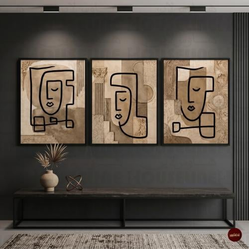 طقم 3 لوحات جدارية طباعة كانفس