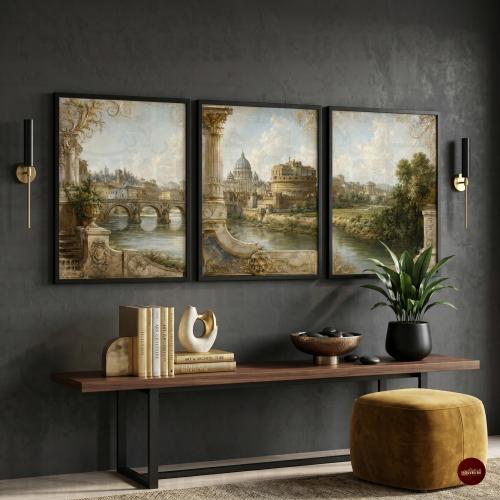 طقم 3 لوحات جدارية طباعة كانفس