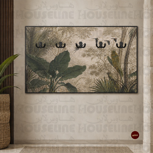 لوحة علاقات عبايات بأوراق استوائية خضراء بطابع طبي...